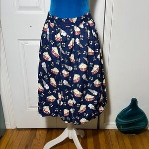 Modcloth Cherry Pie Cotton Midi Skirt 🍒 Women’s Medium 50’s vintage pin up